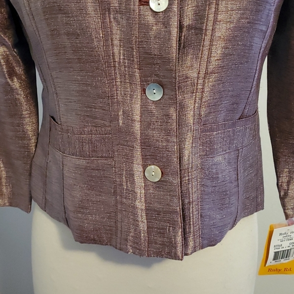 NWT Ruby Rd Shiny Purple Crop Jacket - Picture 4 of 8